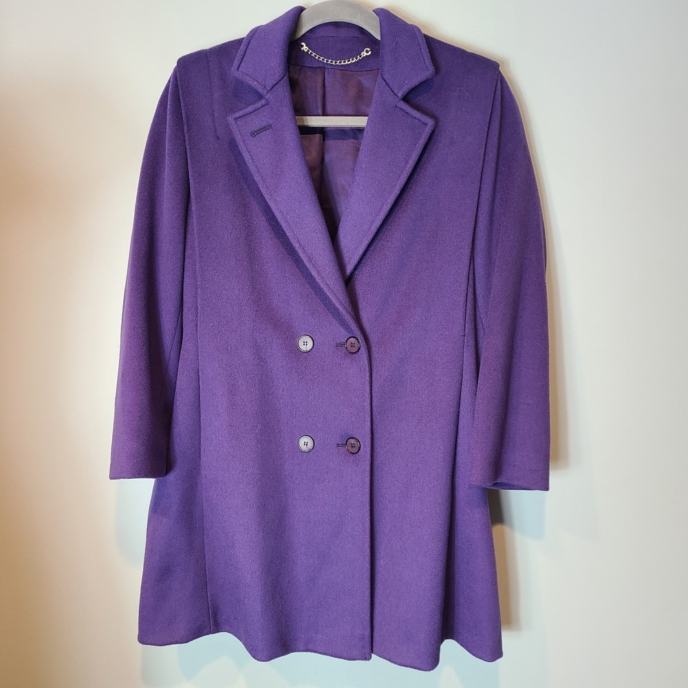 60s Rice Company Wool Coat Womens Size 2X Purple Winter Dressy Holiday MCM